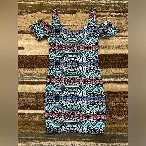 Juniors Bodycon Geometric Planet Gold Dress